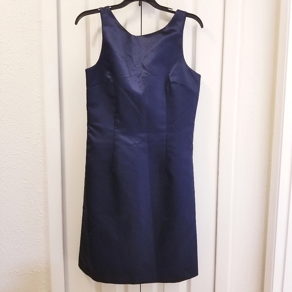 Navy,Satin,Lined Dress - Picture 2 of 11